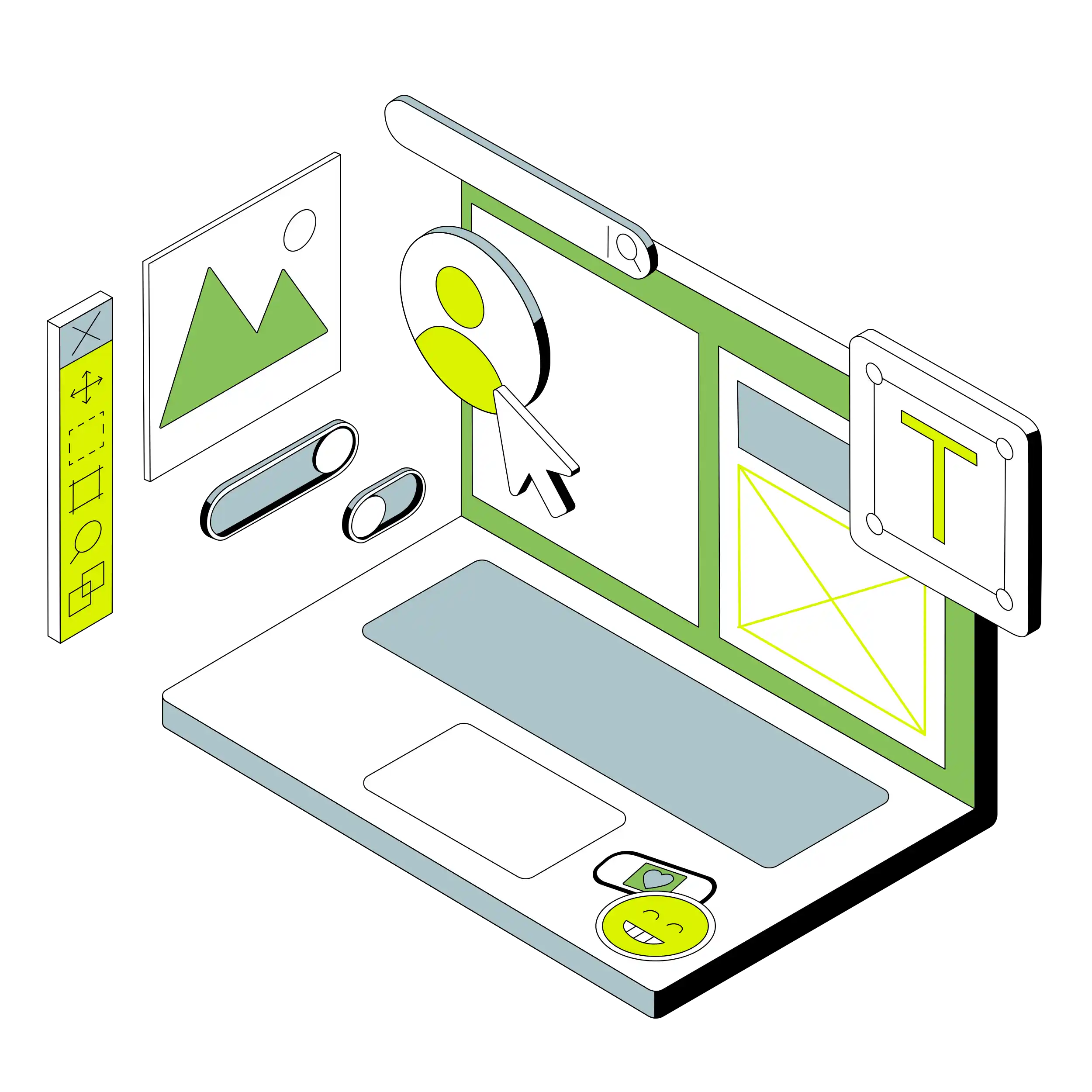 laptop with web design application